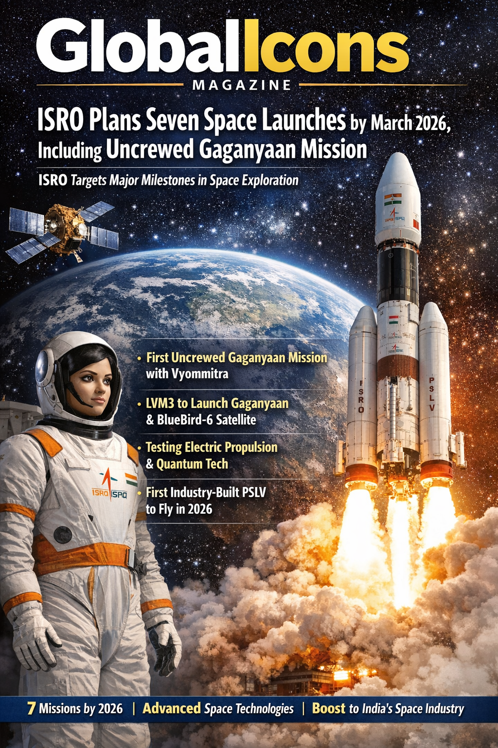 ISRO Plans Seven Space Launches by March 2026, Including Uncrewed Gaganyaan Mission